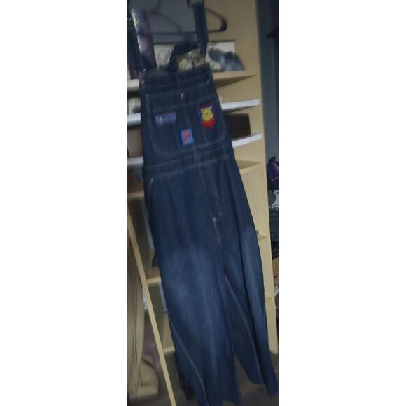 Disney Winnie the Pooh Denim Overalls 2X • Embroidered Patches • 90s - Picture 8 of 11